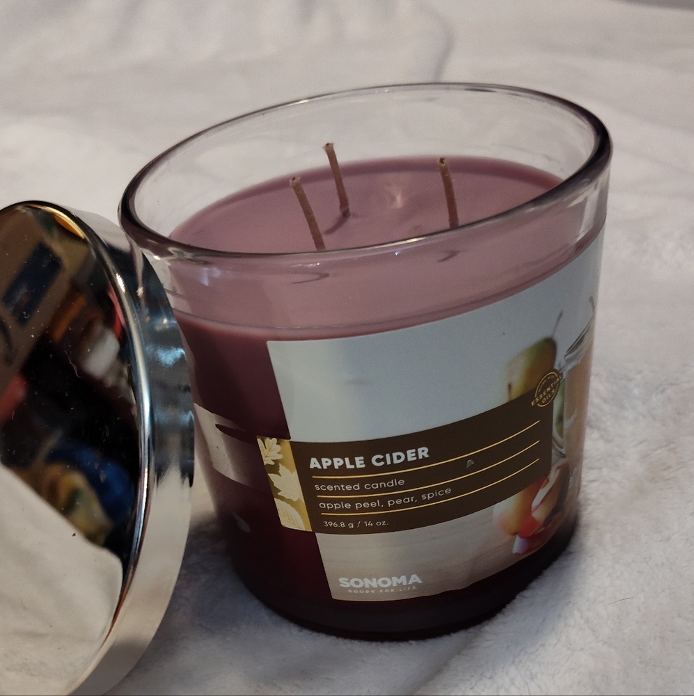 NEW! Sonoma Apple Cider 3 Wick Candle
